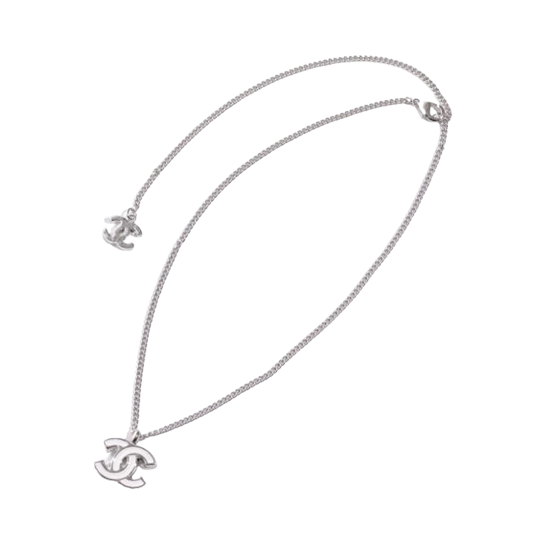 (W) 샤넬 네클리스 메탈 레진 체인 & 화이트 실버((W) Chanel Necklace Metal Resin Chain & White Silver) - 1