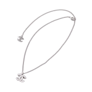 (W) Chanel Necklace Metal Resin Chain & White Silver