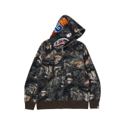 BAPE Tree Edge Camo Shark Full Zip Hoodie Brown