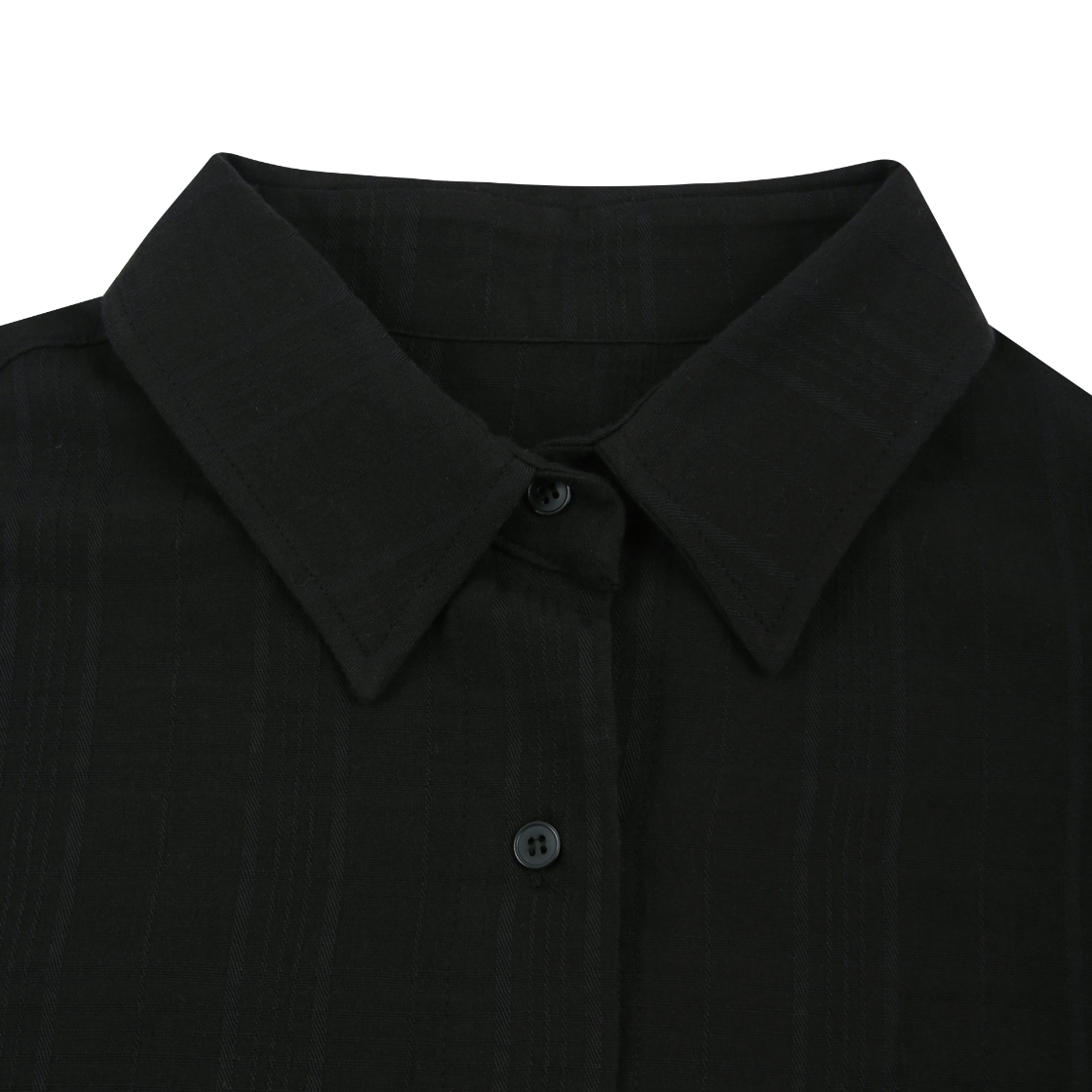 레이지지 루즈핏 클래식 체크 셔츠 올 블랙(LAZYZ Loose Fit Classic Check Shirt Black) - 2