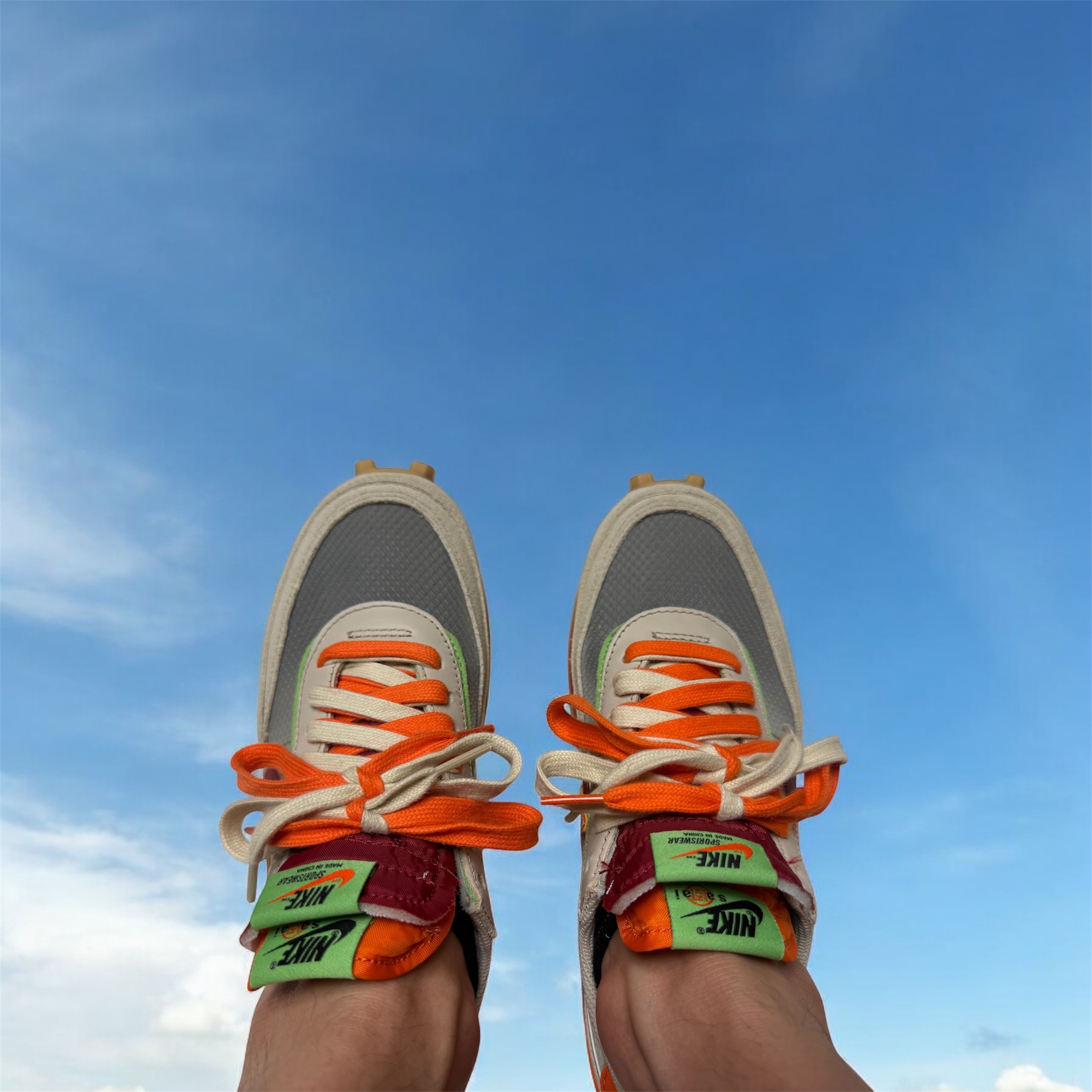 Nike x Sacai x Clot LDWaffle Orange Blaze 착용 스타일