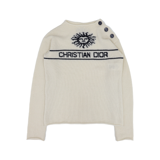 ITMBKIOQ9J9C Dior Sweater White Blue Cashmere Knit Signature