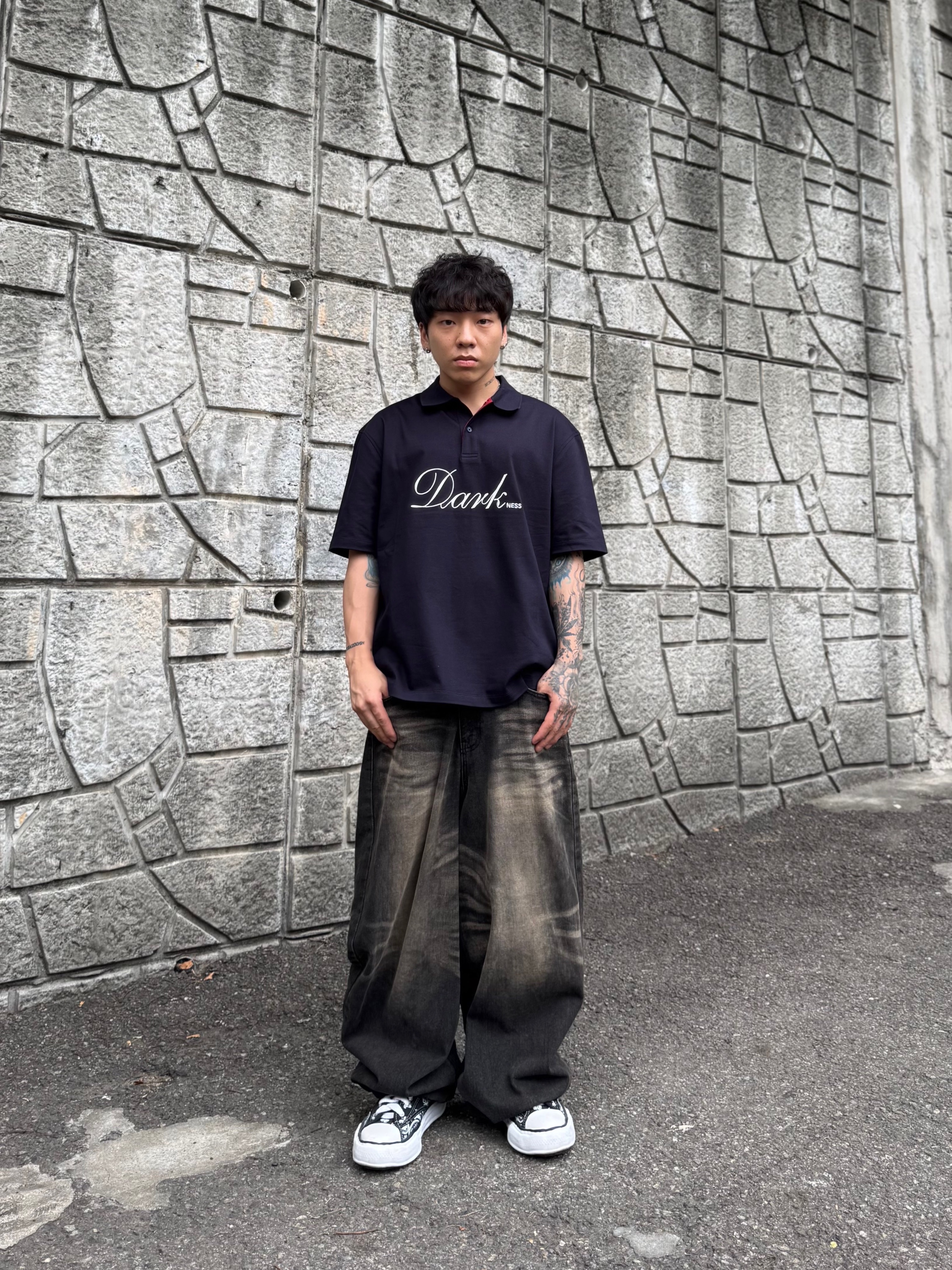 Maison Mihara Yasuhiro Peterson OG Sole Canvas Bandana Low-top Sneakers Black 착용 스타일 - 2