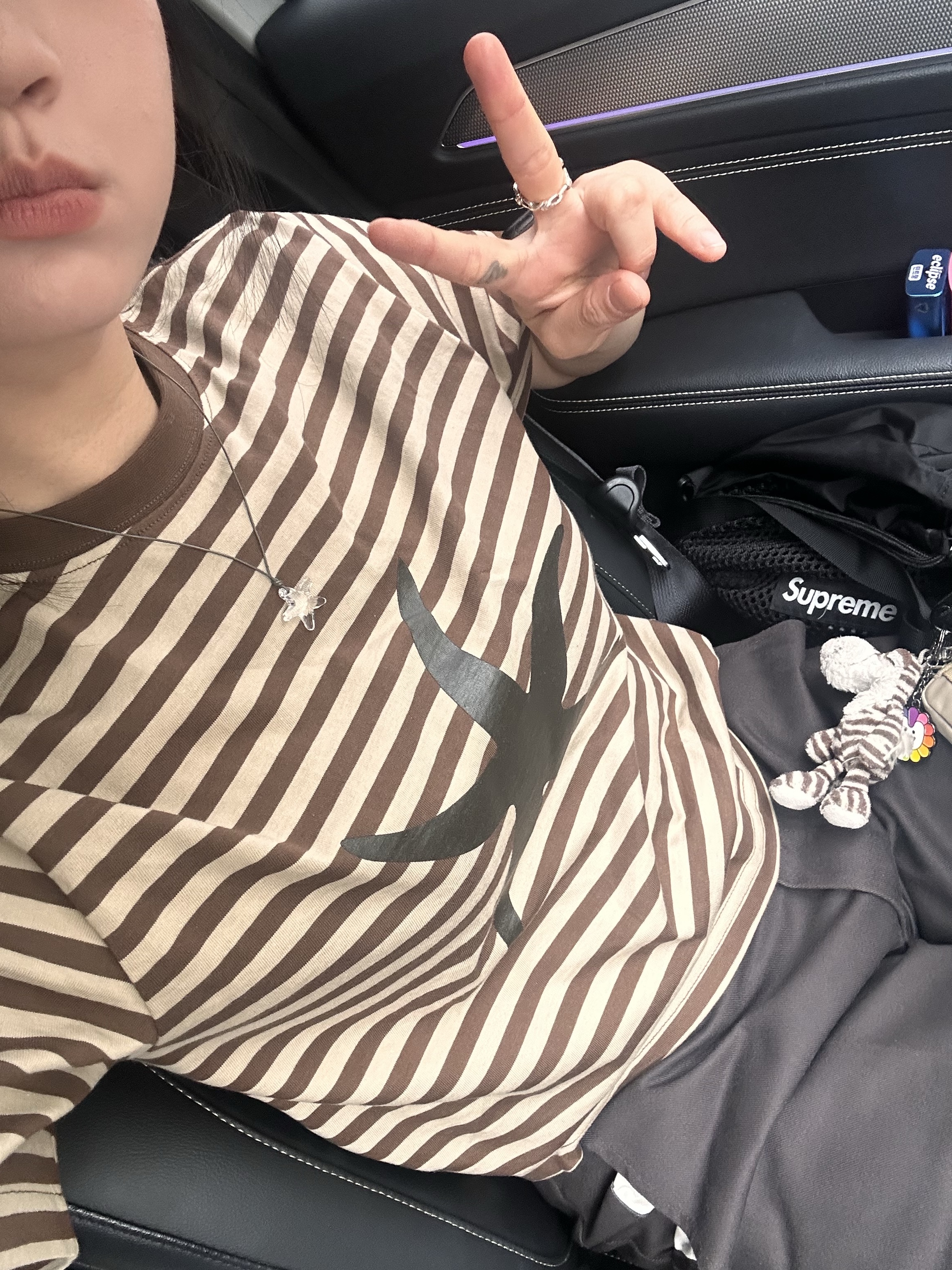 Dickies Loose Fit Double Knee Work Pants Dark Brown, The Coldest Moment Starfish Stripe T-Shirt Brown ์ฐฉ์ฉ ์คํ์ผ - 2