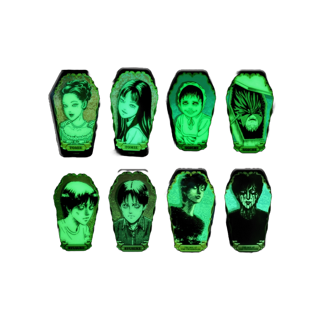 키쿠 이토준지 매니악 야광뱃지 8종 세트(KIKU Junji Ito Maniac Luminous Badge 8 Kinds Set)