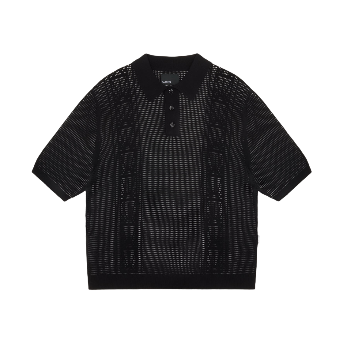 라스벳 루즈 니트 로고 SS 폴로 블랙(Rassvet Loose Knit Logo SS Polo Black)