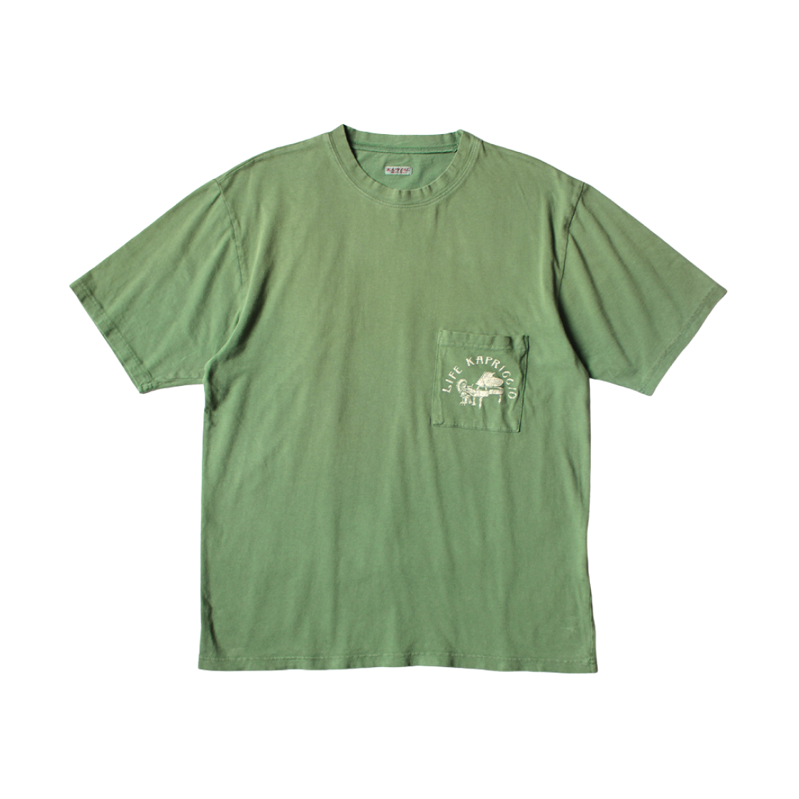 K2504SC166 Kapital 20 Jersey Crew Pocket T-Shirt Life Kapriccio Pt Green