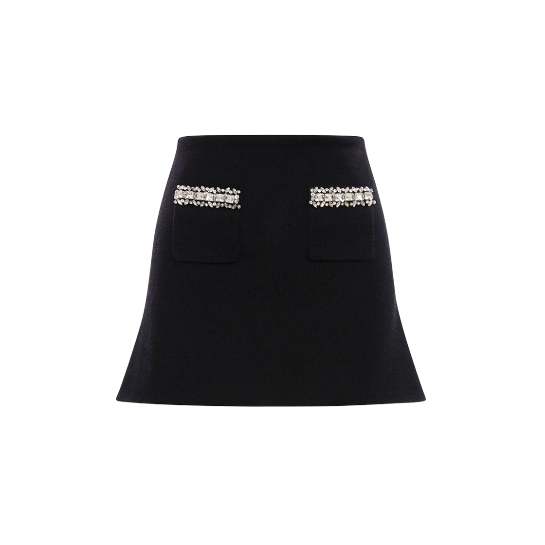 (W) 셀프 포트레이트 니트 엠벨리시드 미니 스커트 블랙((W) Self Portrait Knit Embellished Mini Skirt Black)