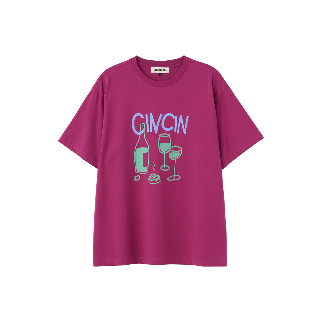 제너럴아이디어 유니섹스 친친 레귤러 반팔티 플럼(General Idea Unisex Cin Cin Regular Half T-Shirts Plum)