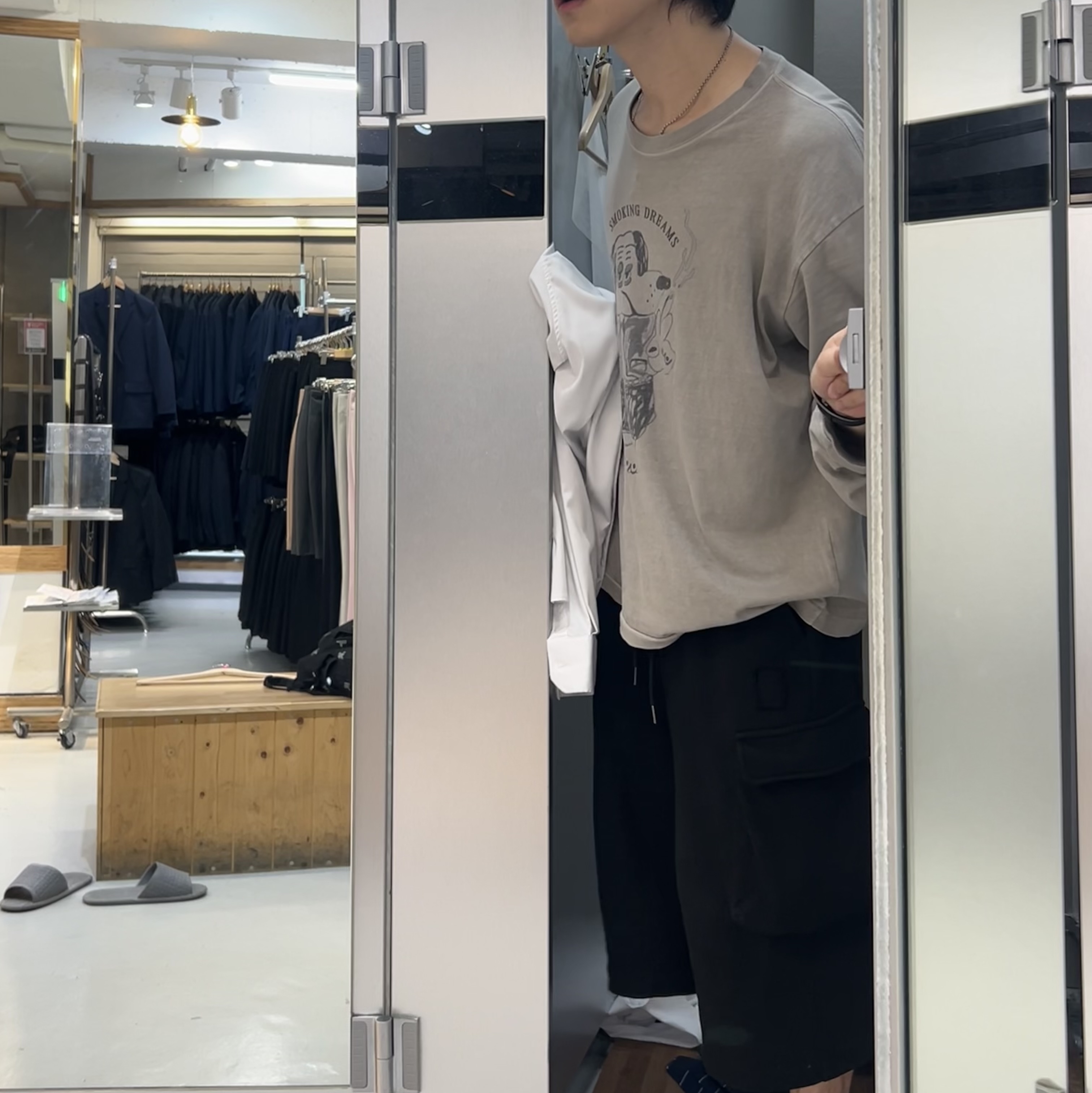 Polyteru Human Index index 1/2 Cargo Pants Black 착용 스타일