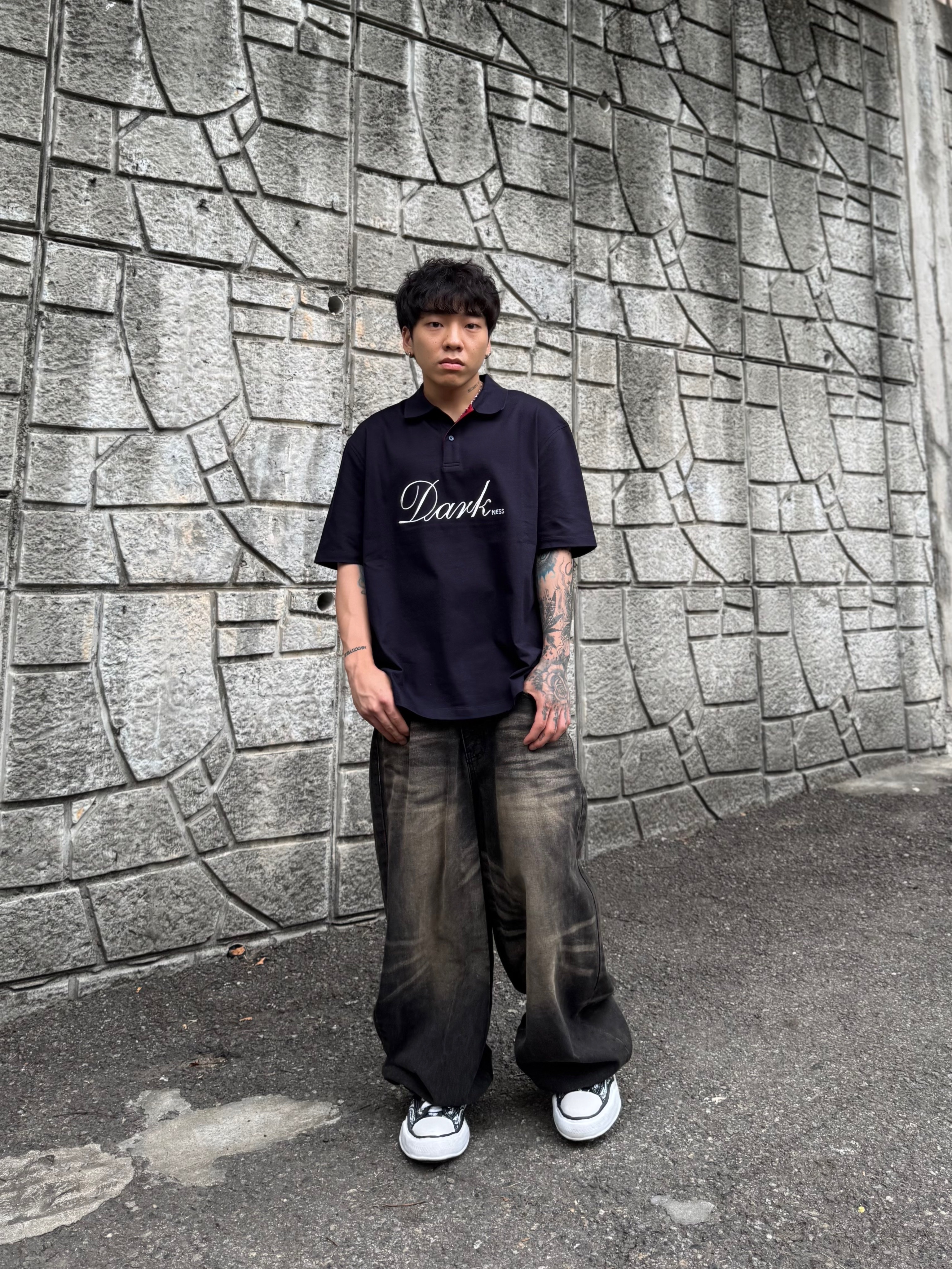 Maison Mihara Yasuhiro Peterson OG Sole Canvas Bandana Low-top Sneakers Black 착용 스타일 - 1