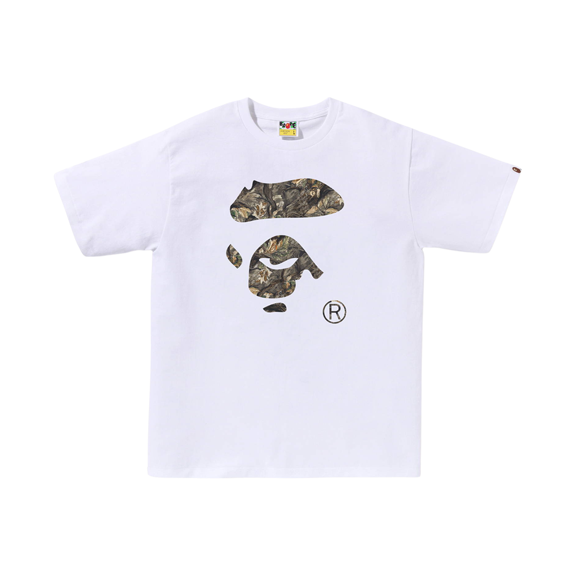 - BAPE Tree Edge Camo Ape Face T-Shirt White Brown