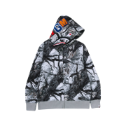 BAPE Tree Edge Camo Shark Full Zip Hoodie White