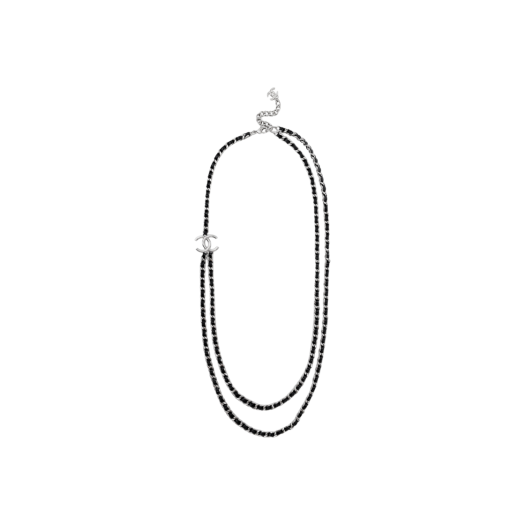 ITDH5GEHAPK7 Chanel 25P CC Logo Leather Jane Long Necklace Silver/Black