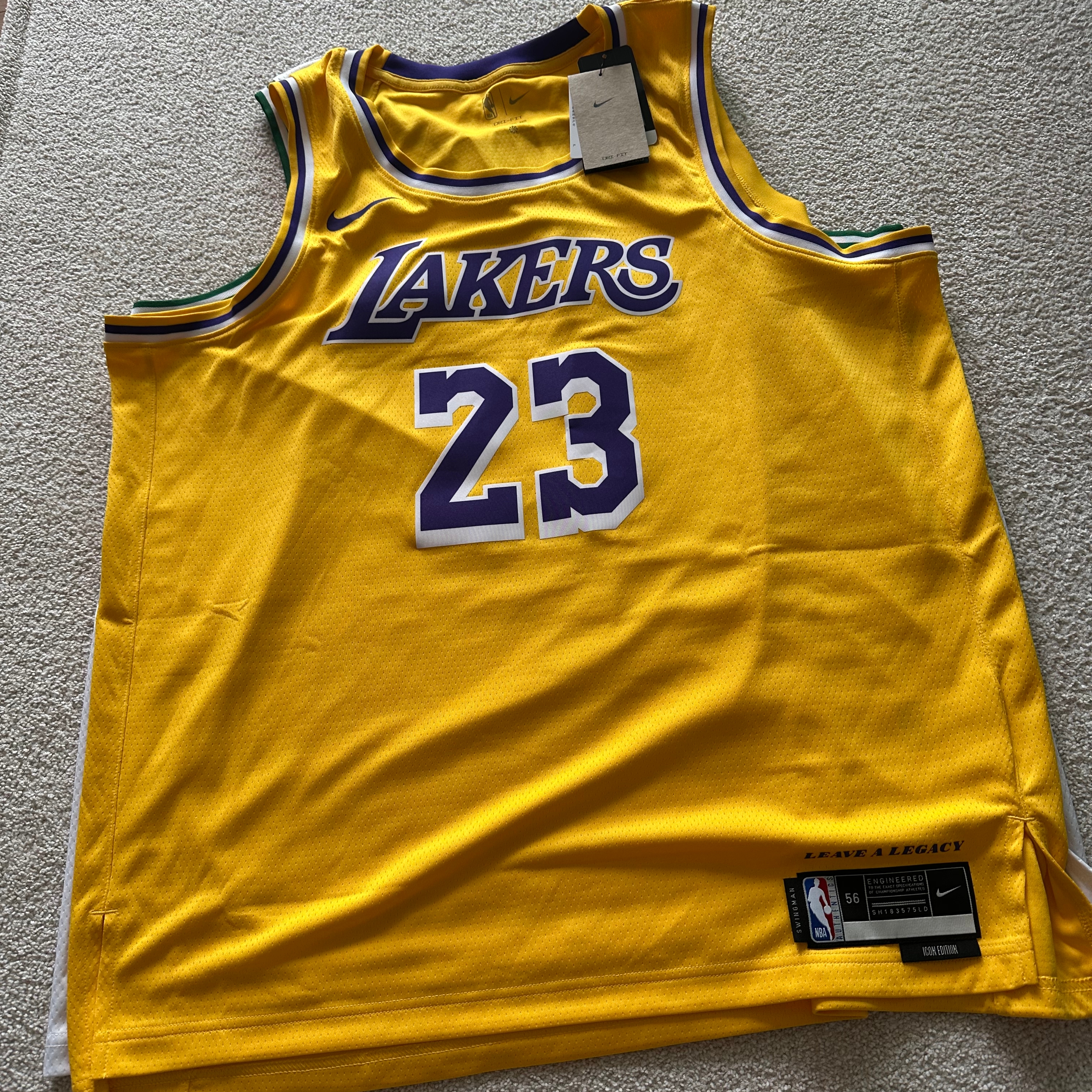 Nike LeBron James LA Lakers Icon Edition 2022/23 NBA Swingman Jersey Amarillo 착용 스타일