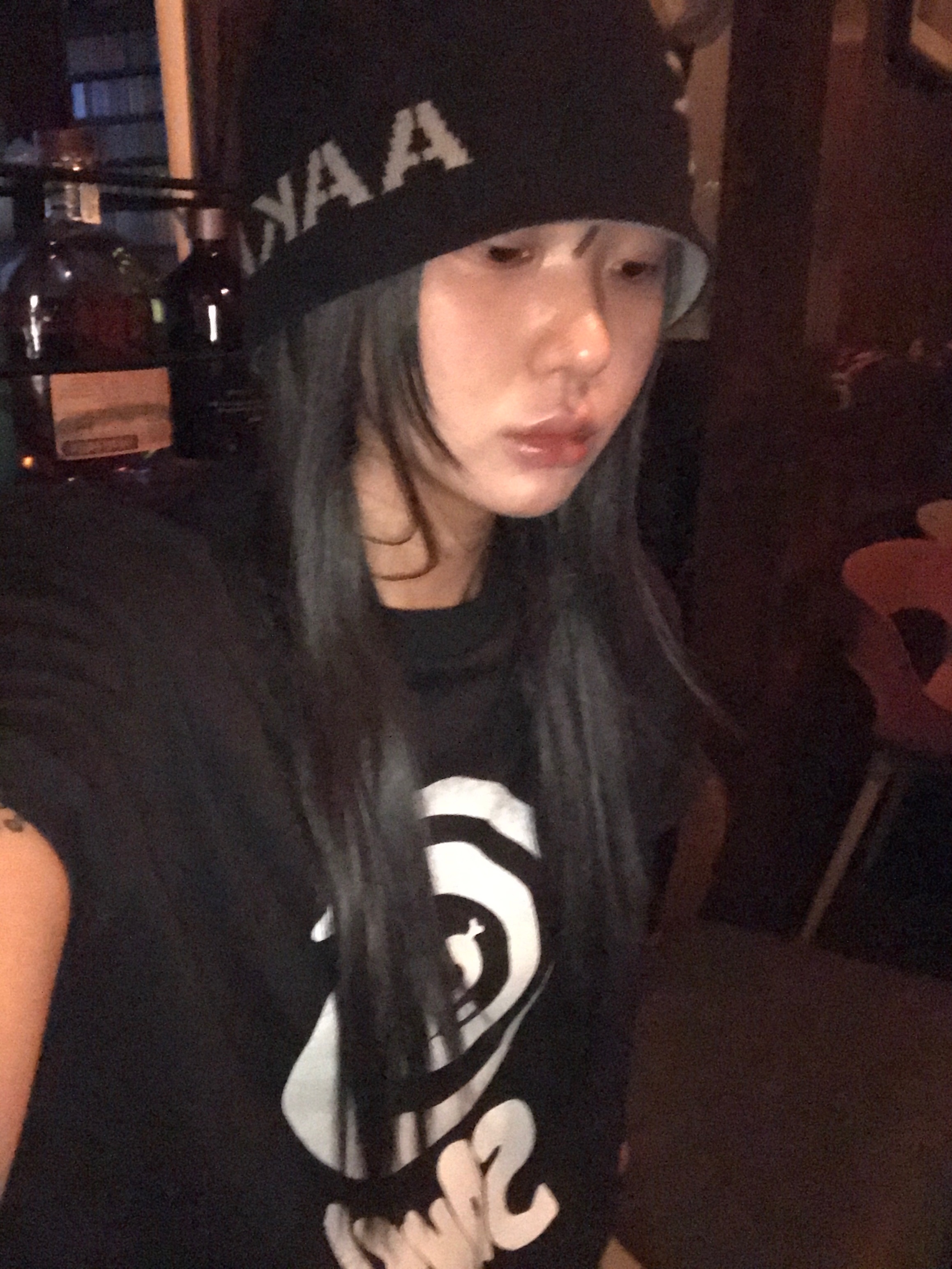 SANSI Yin Yang Snake T-Shirts Black 착용 스타일 - 4