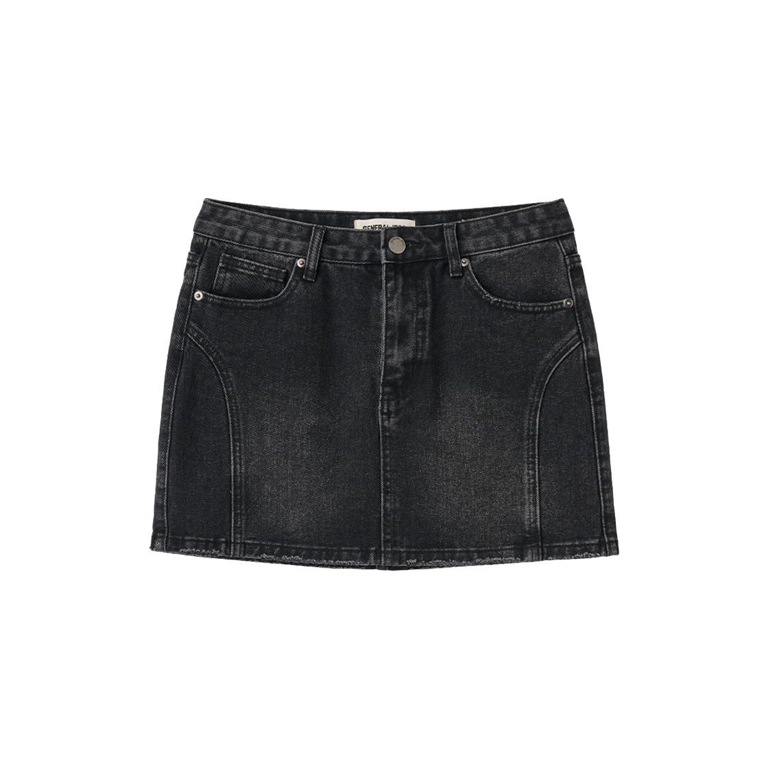 제너럴아이디어 우먼 로우라이즈 워싱 데님 미니스커트 블랙(General Idea Woman Low Rise Washing Denim Mini Skirt Black)