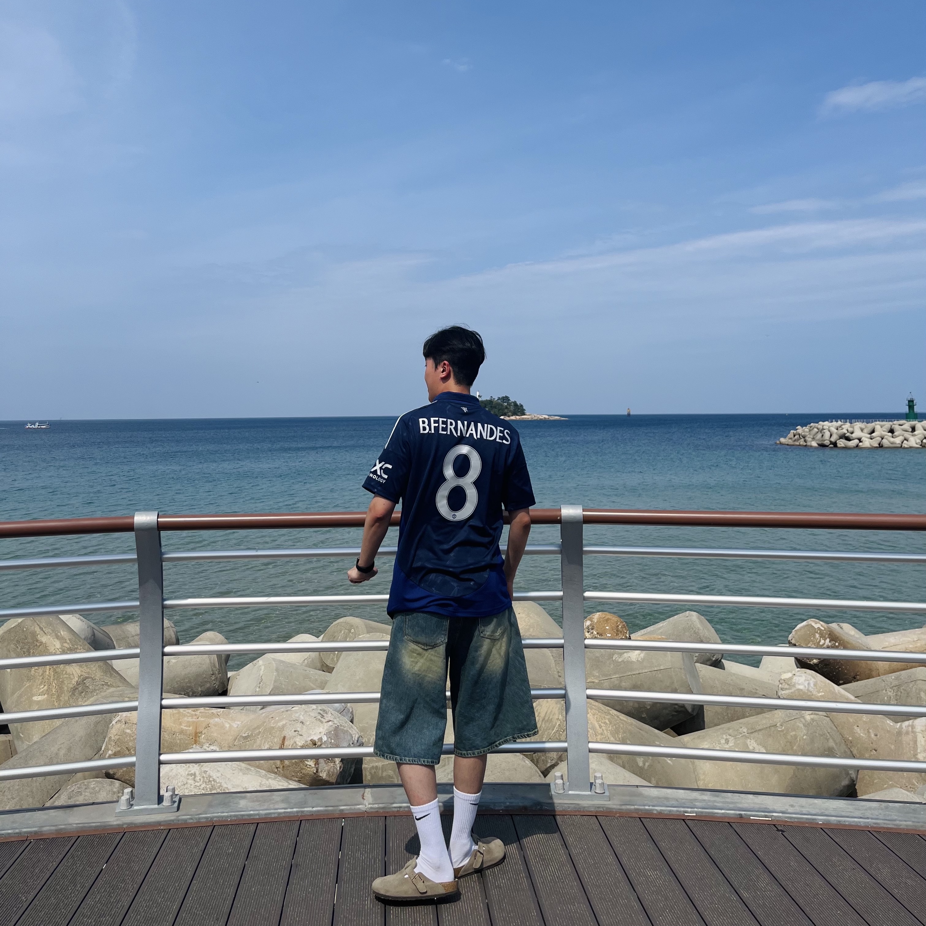 Adidas Manchester United 2024/25 Away Jersey Night Indigo - KR Sizing (Non Marking Ver.), AMOU Essential Bermudapants 착용 스타일 - 2