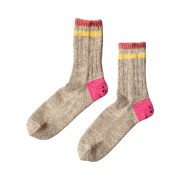Kapital 60 Ivy Rainbowy Happy Heel Hold Socks Beige Pink