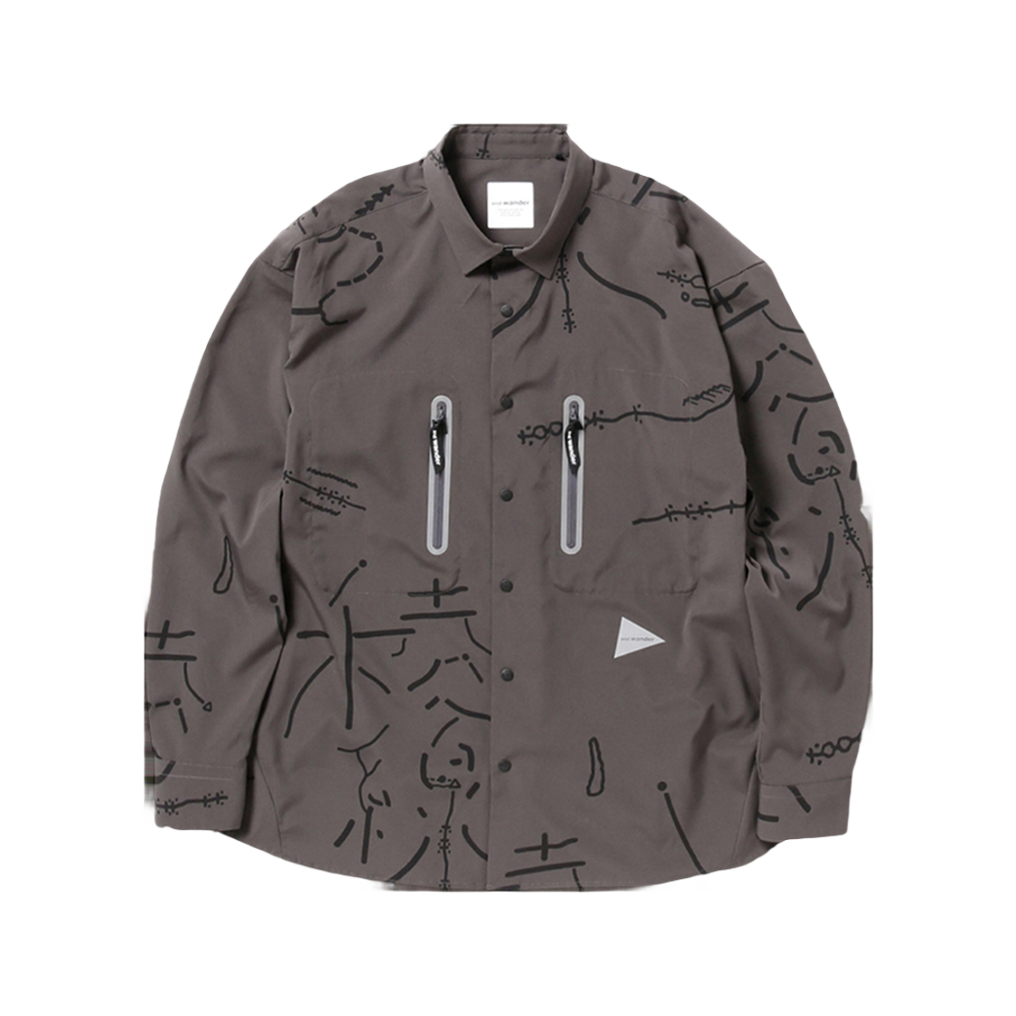 W31D6TF003_GY and wander Daijiro Ohara Map Key Print Shirt