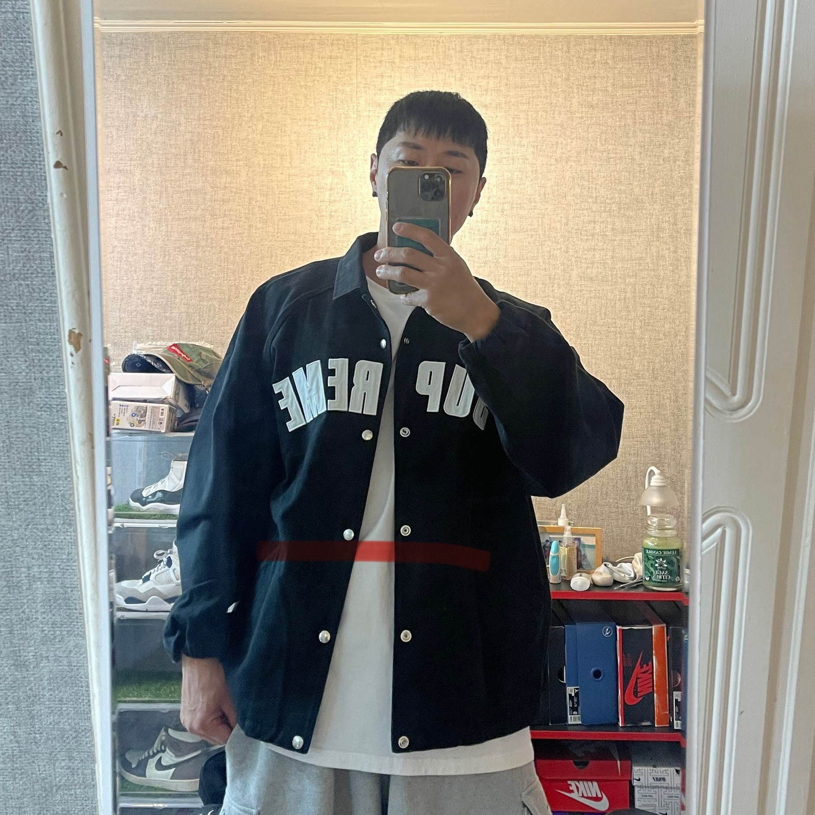 Supreme Arc Denim Coaches Jacket Black - 25SS 착용 스타일 - 1