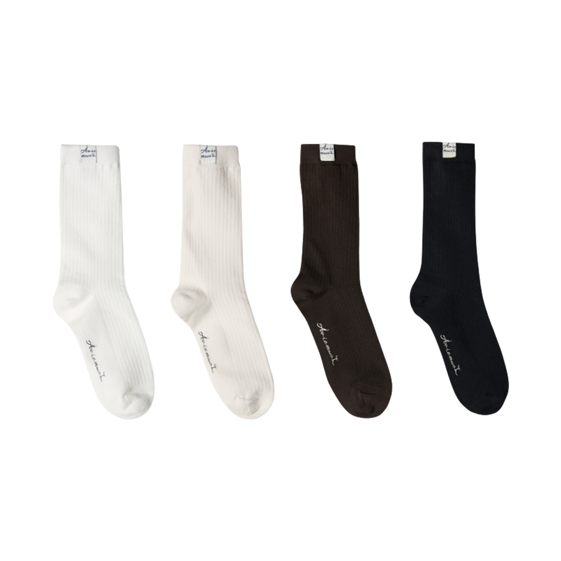 - Aviemuah Ribbed Silket Socks White Beige (4 Pack)
