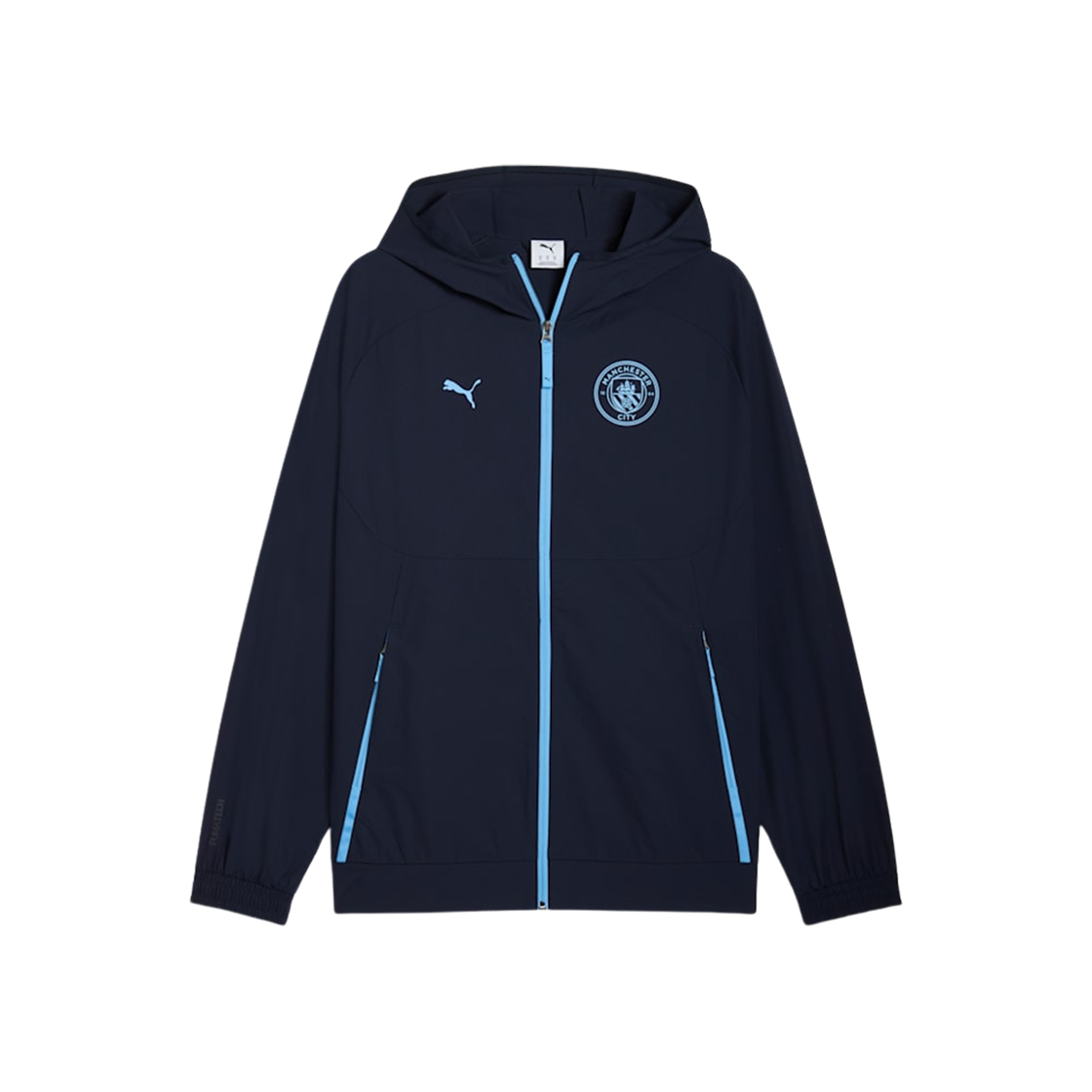 푸마 맨체스터 시티 테크 우븐 자켓 딥 네이비 팀 라이트 블루(Puma Manchester City Tech Woven Jacket Deep Navy Team Light Blue)