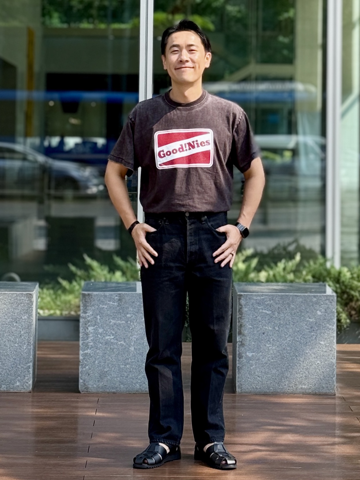Fullcount 1101BK Straight Denim Black White, Paraboot Pacific Lisse Black 착용 스타일 - 1