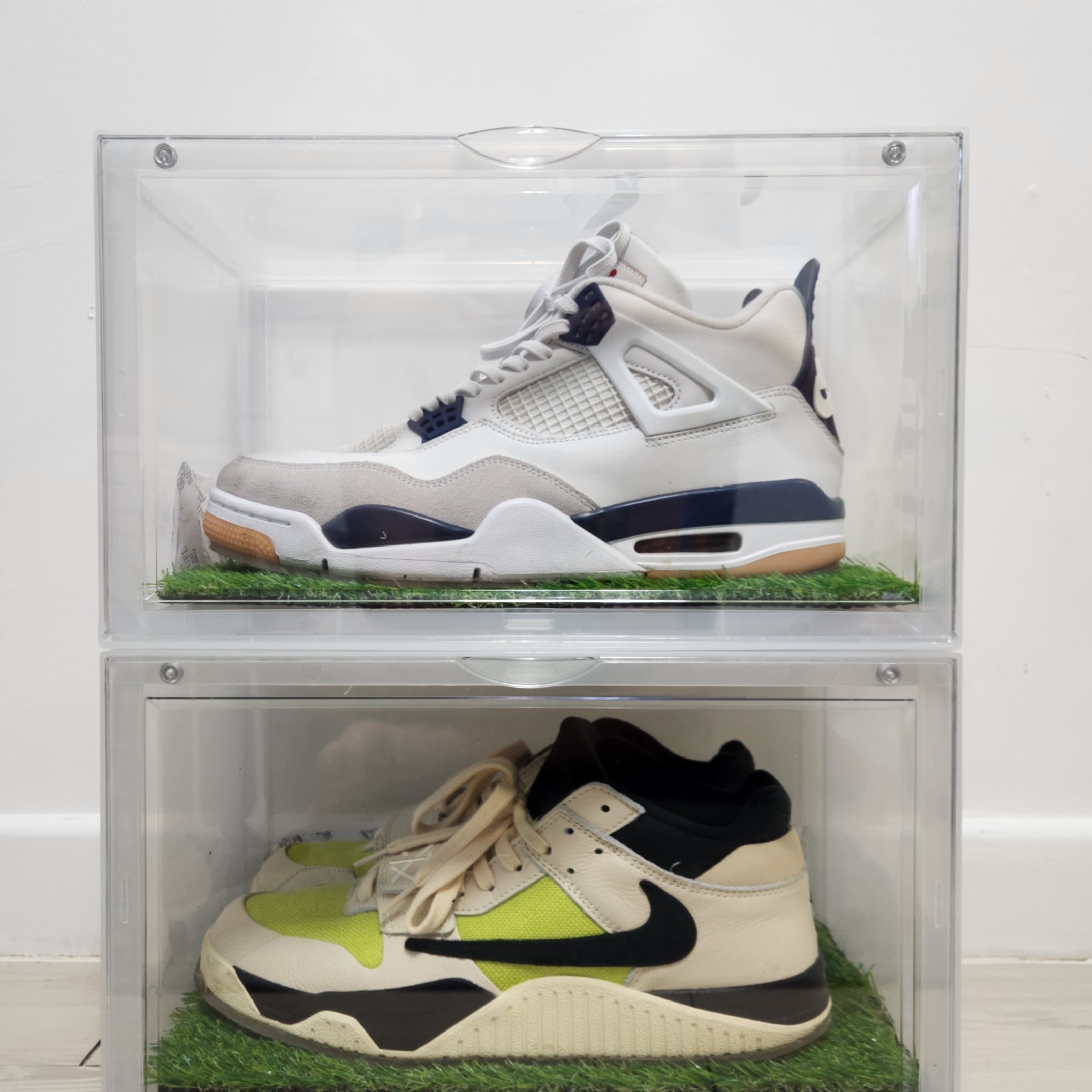 Jordan 4 x Nike SB Retro SP Navy, Jordan x Travis Scott Jumpman Jack TR Bright Cactus 착용 스타일