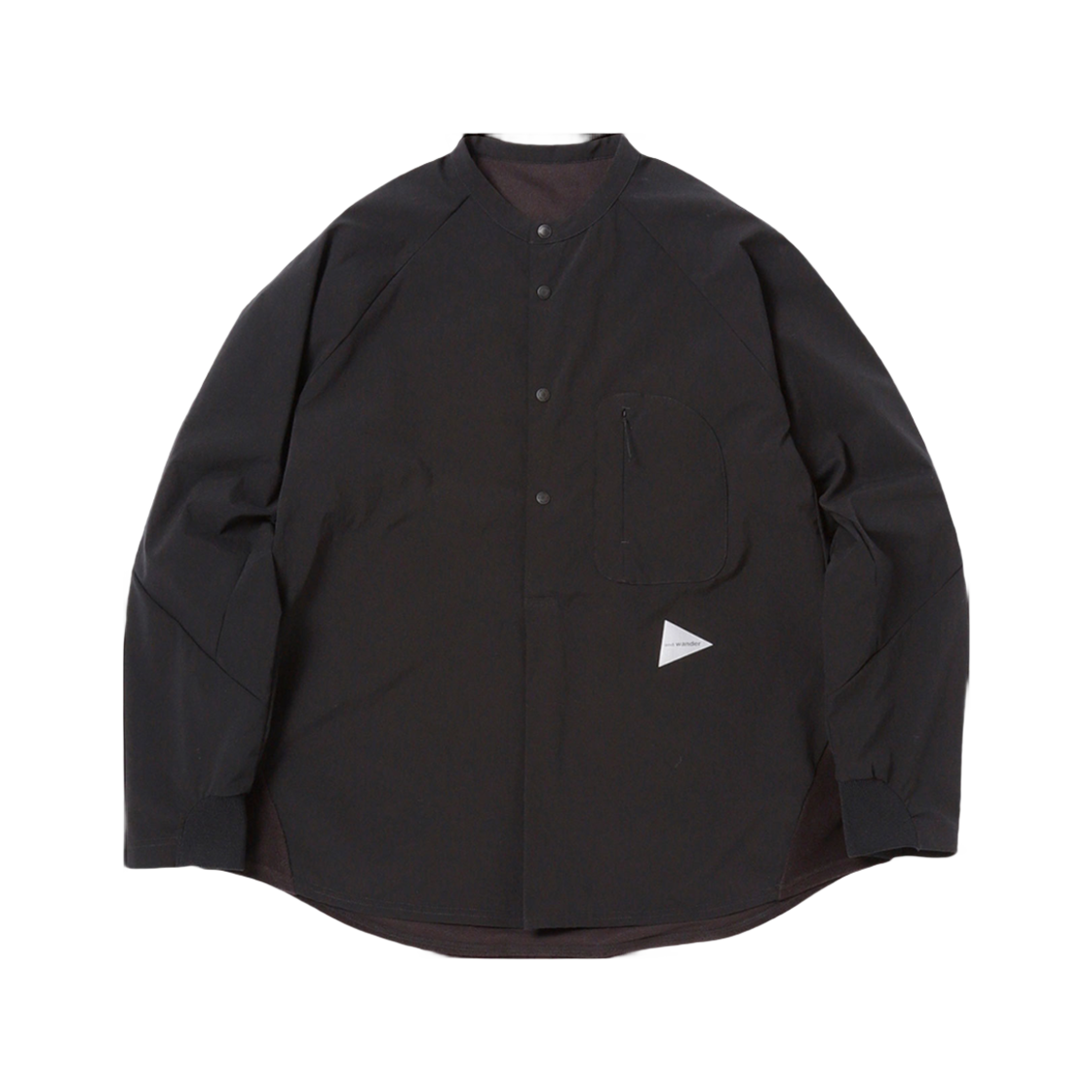W31D6TF002_BK and wander Fleece Base Band Collar Shirt