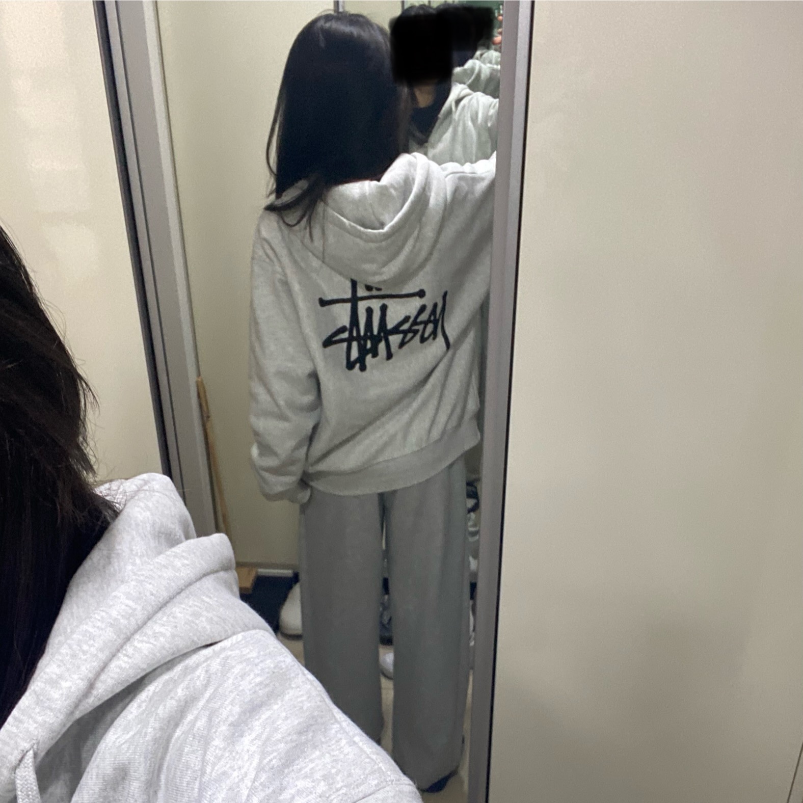 Stussy Basic Stussy Zip Hoodie Ash Heather 착용 스타일 - 1