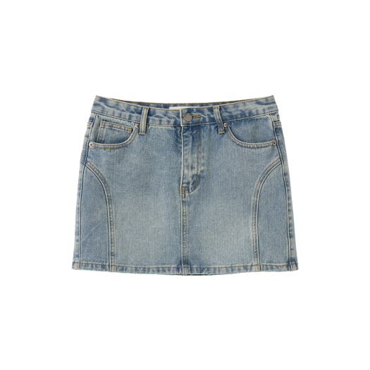 WBE1L13503BL General Idea Woman Low Rise Washing Denim Mini Skirt Vintage Blue