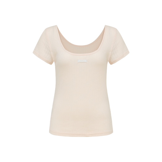 2025HT2142PKF Letter From Moon Letters Two-way Slim Half T-shirts Pink
