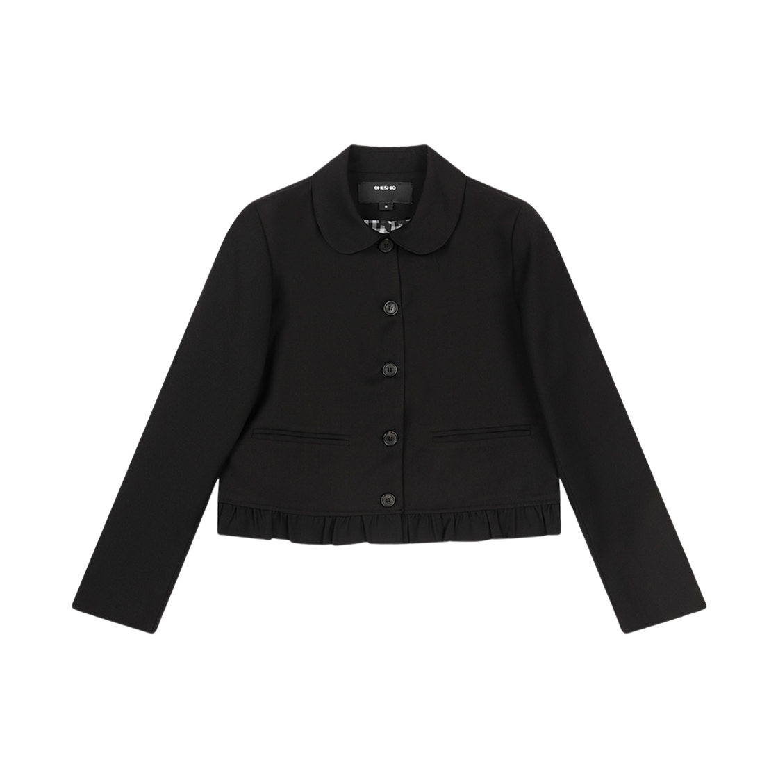 (W) 오헤시오 라운드 프릴 자켓 블랙((W) Ohesio Round Frill Jacket Black)
