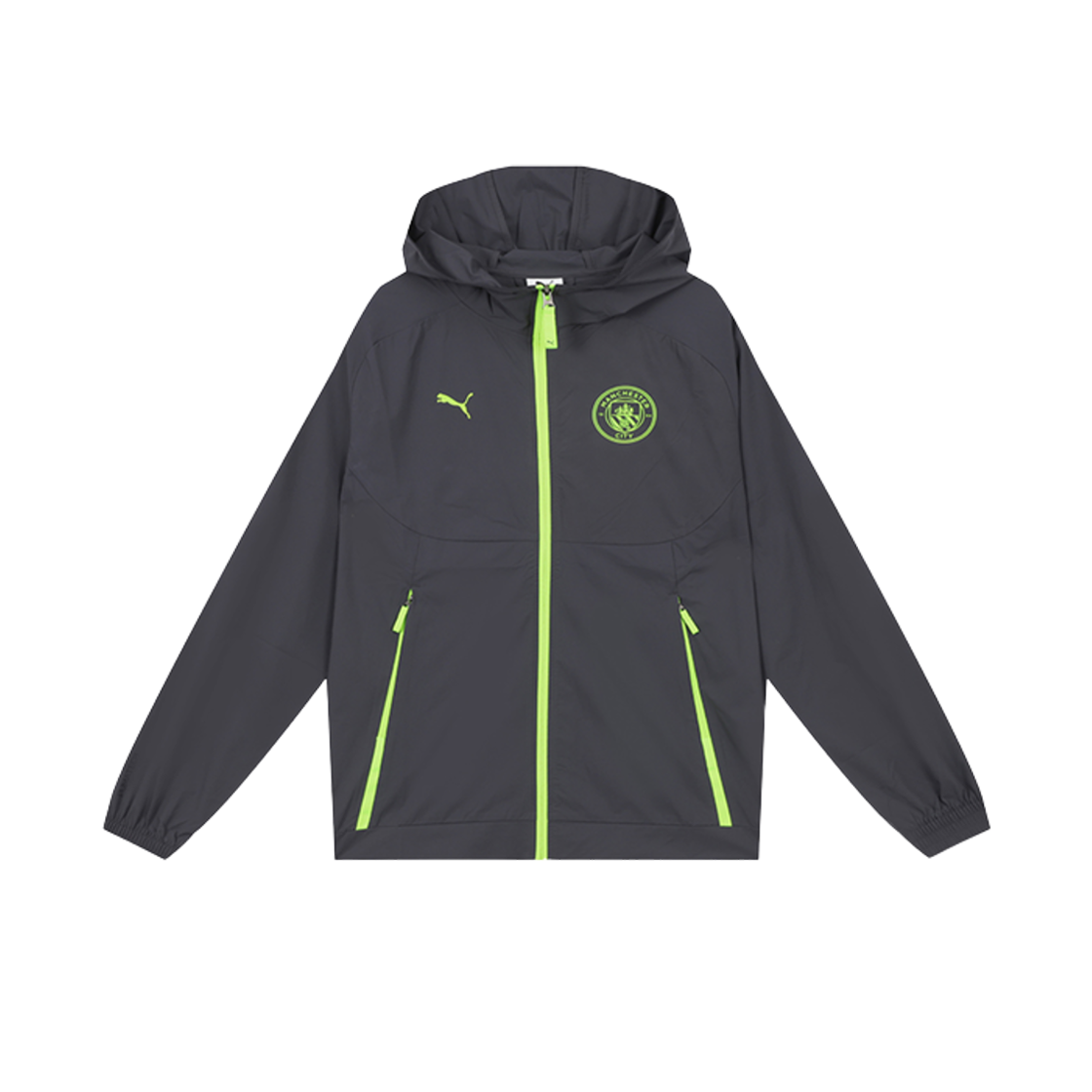 푸마 맨체스터 시티 테크 우븐 자켓 갤럭틱 그레이 그린(Puma Manchester City Tech Woven Jacket Galactic Grey Green)