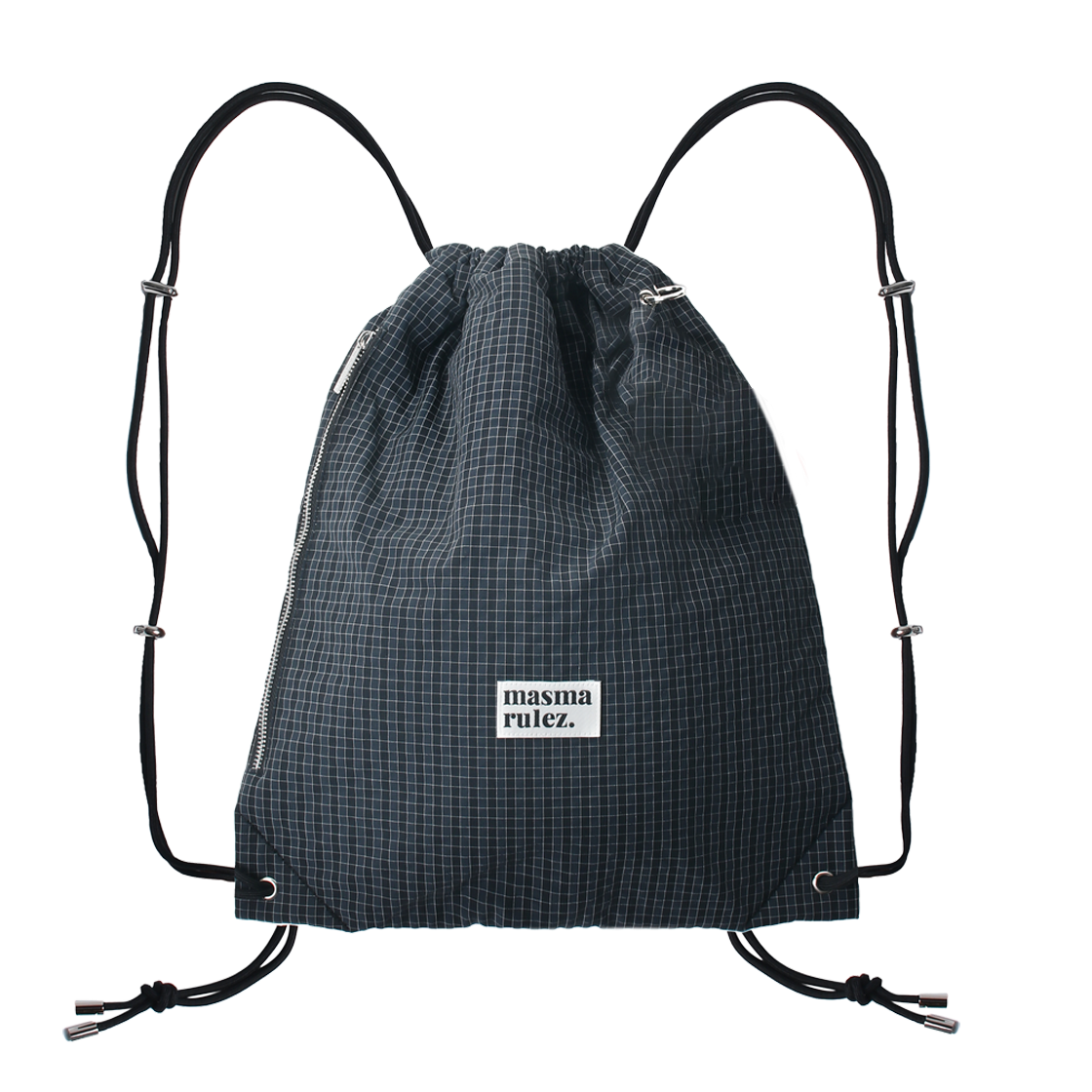 ★masmarulez★ Gym sack string bag _ plaid check navy black 마스마룰즈 짐 색 스트링 백 플레이드 체크 네이비 블랙
