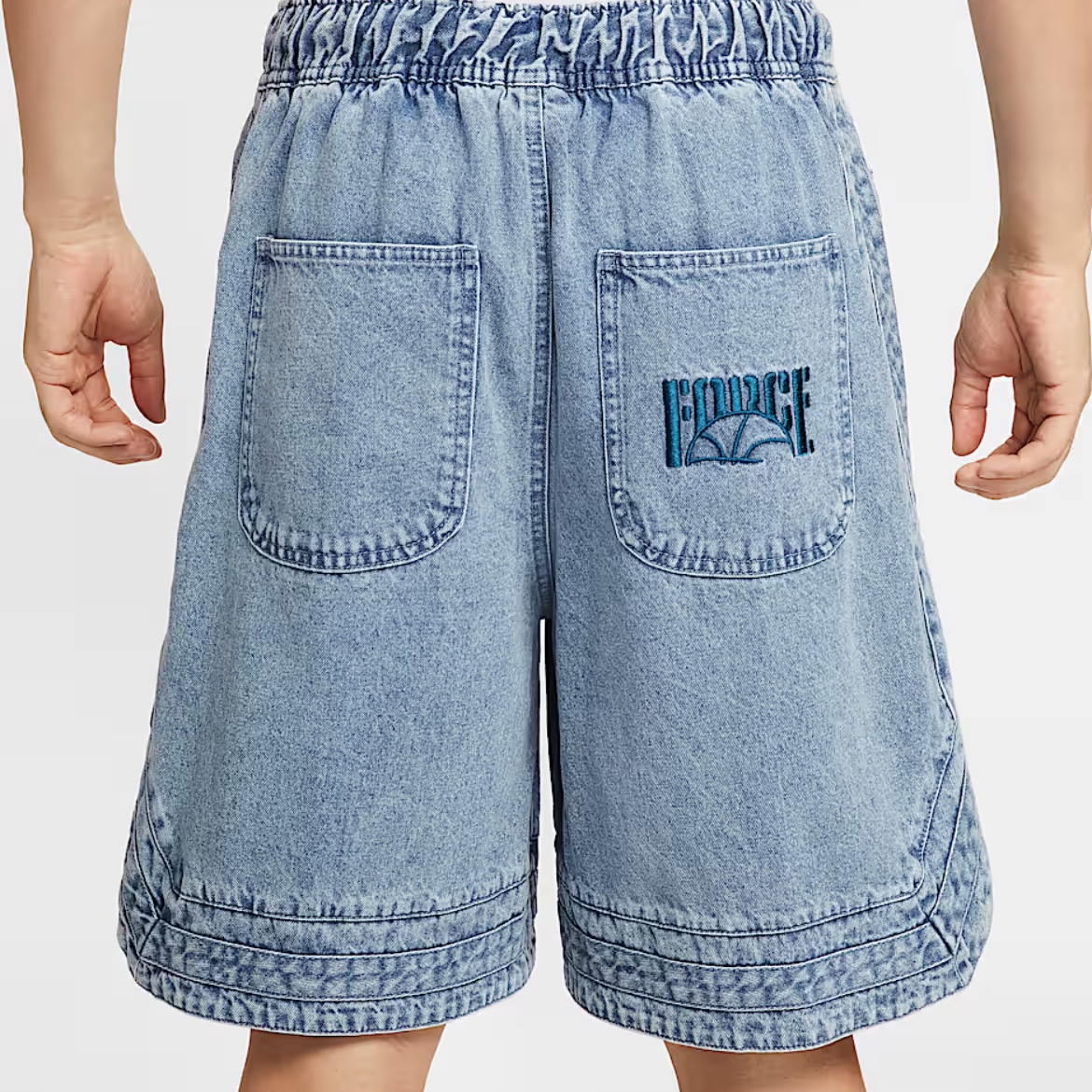 Nike 10 Inch Denim Basketball Shorts Blue Grey Pale Ivory 착용 스타일 - 3