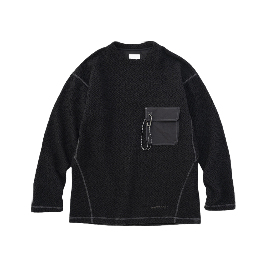 W31D6FM004_BK and wander Re Wool JQ Crew Neck