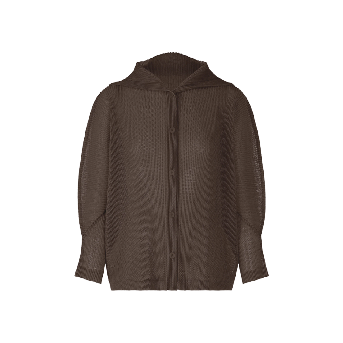 (W) 플리츠 플리즈 이세이 미야케 타타미 줄라이 가디건 다크 브라운((W) Pleats Please Issey Miyake Tatami July Cardigan Dark Brown) - 1