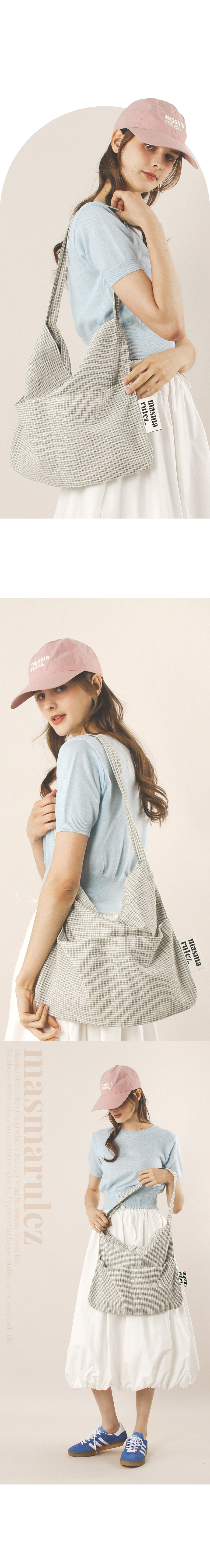 ★masmarulez★ Rabbit eco bagCozy checkivory 마스마룰즈 래빗 에코백 코지 체크 아이보리 | MASMARULEZ | KREAM