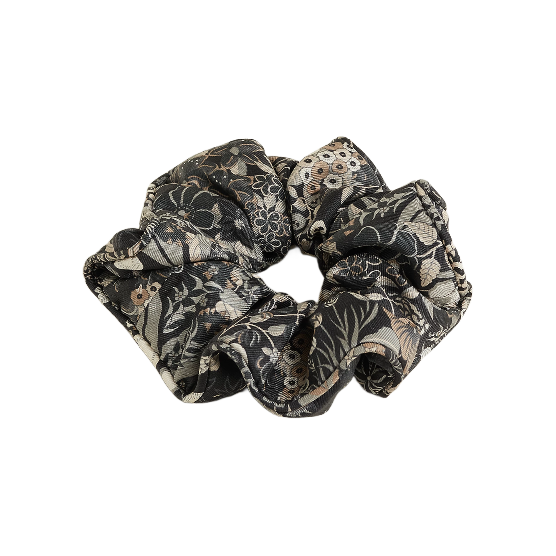 H251044G02TU Hermes Claudia Bloom Scrunchie Silk & Palladium Noir