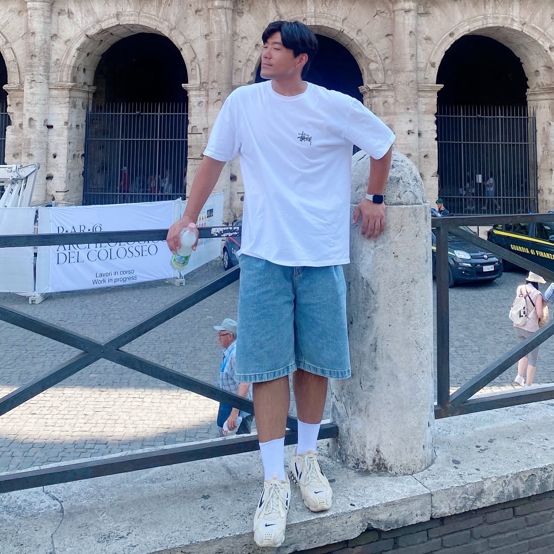 Nike x Stussy Air Zoom Spiridon Cage 2 Fossil 착용 스타일
