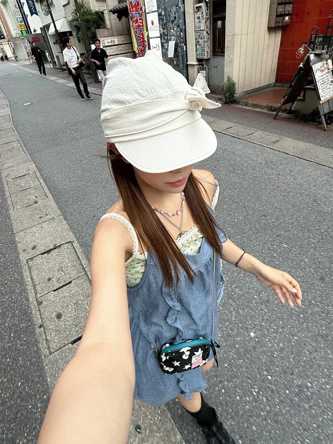 COYSEIO Ribbon Tie Cap Ivory, (W) Hysteric Glamour On Skull Pick Necklace Silver 착용 스타일