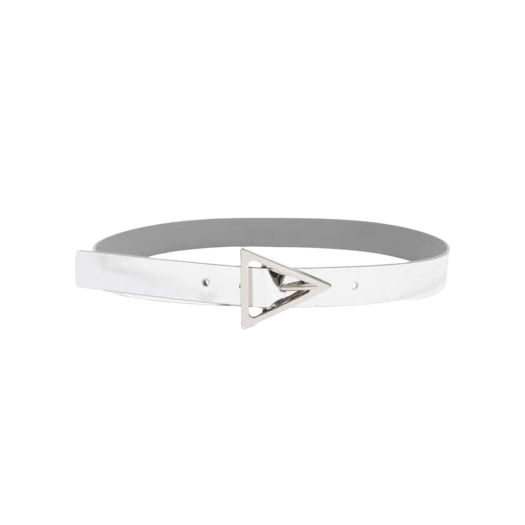 (W) Bottega Veneta Triangle Buckle Leather Belt Silver