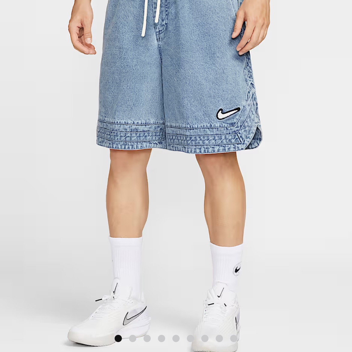 Nike 10 Inch Denim Basketball Shorts Blue Grey Pale Ivory 착용 스타일 - 1