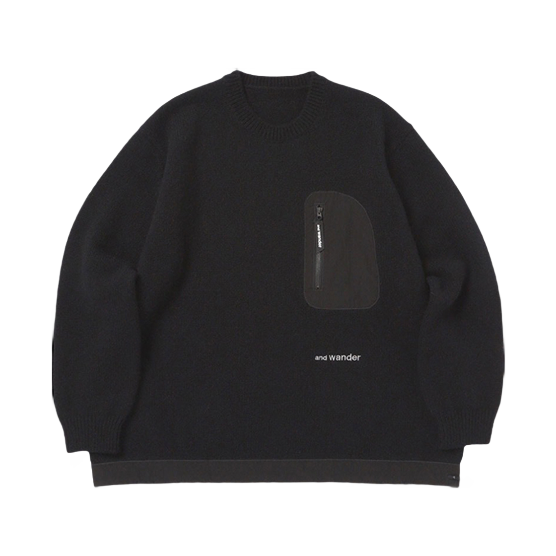 W31D6SW004_BK and wander Shetland Wool Sweater