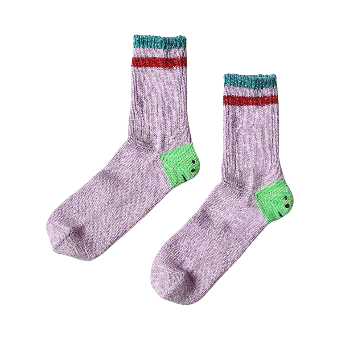 K2504XS534 Kapital 60 Ivy Rainbowy Happy Heel Hold Socks Purple Green