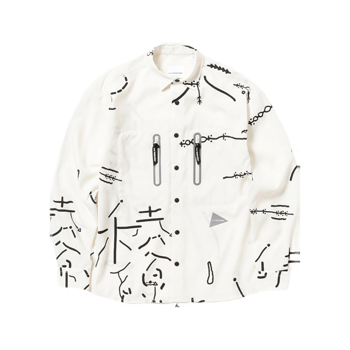 W31D6TF003_WH and wander Daijiro Ohara Map Key Print Shirt