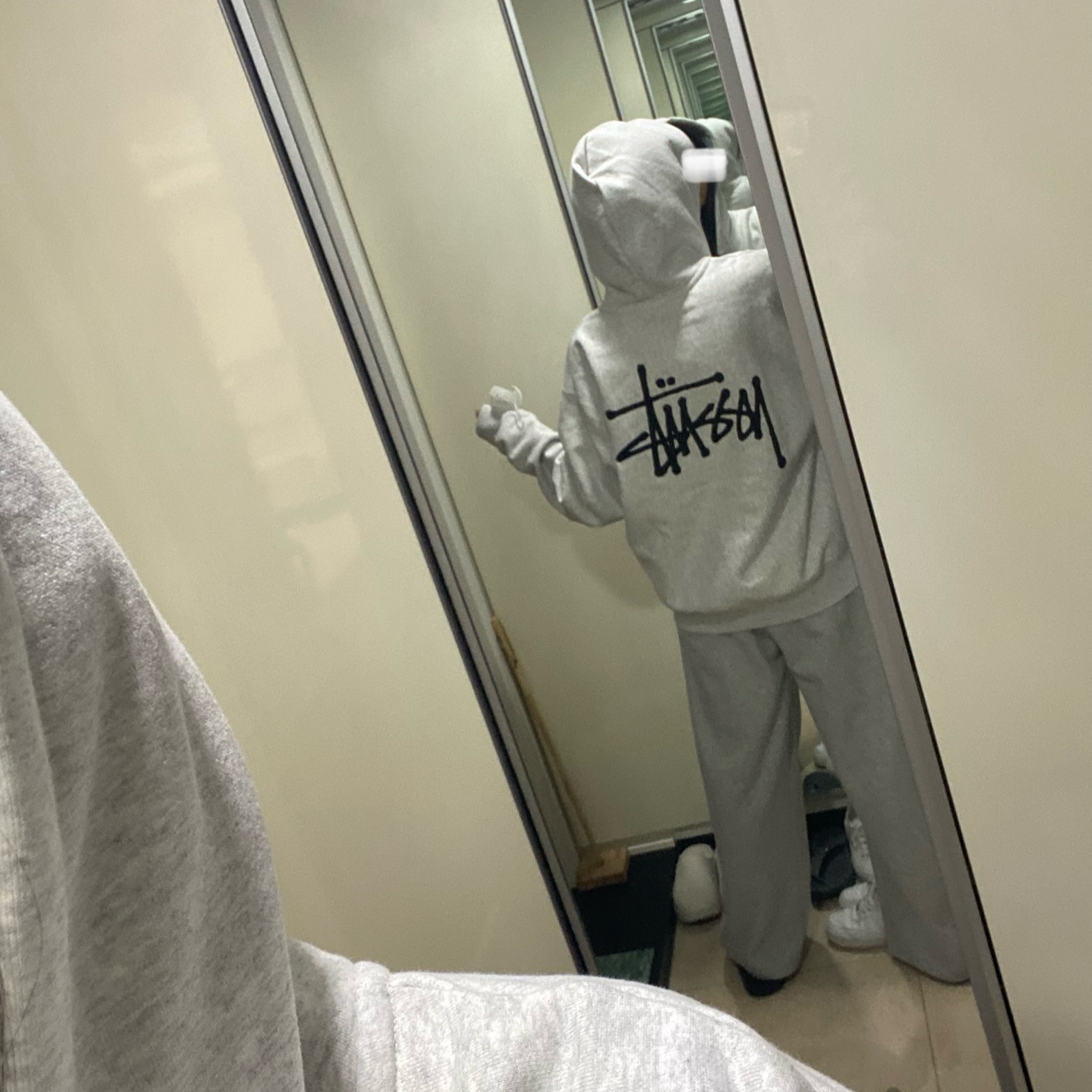 Stussy Basic Stussy Zip Hoodie Ash Heather 착용 스타일 - 2