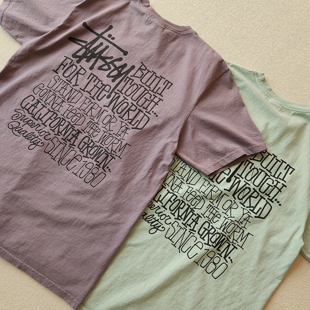 Stussy California Grown Pigment Dyed T-Shirt Shark, Stussy California Grown Pigment Dyed T-Shirt Granite 착용 스타일